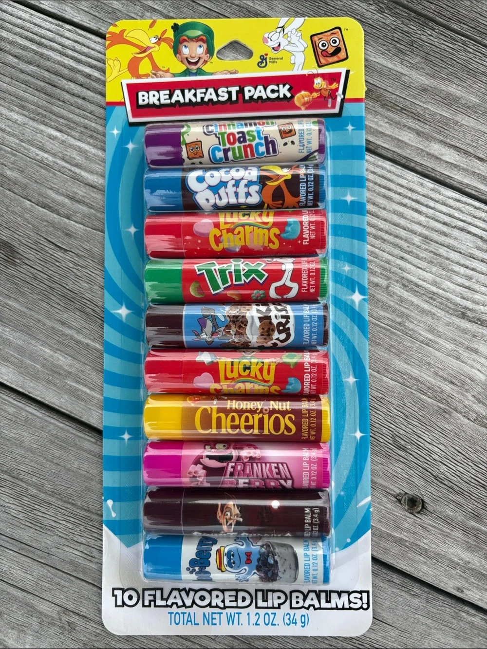 Breakfast Pack Flavored Lip Balm Set of 10 General Mills NWT